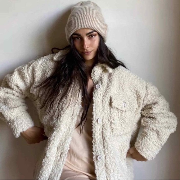 Cream urban outfitters sherpa jacket shirt xs new with tag coat white Palmer - Picture 5 of 5
